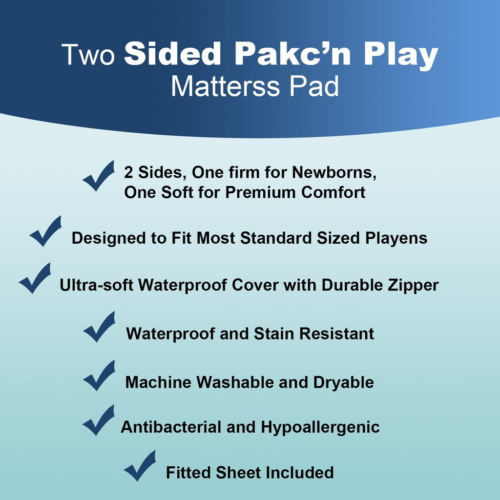 Pack n Play Mattress Pad, Dual Sided Portable Foldable Playard Mattress T61964