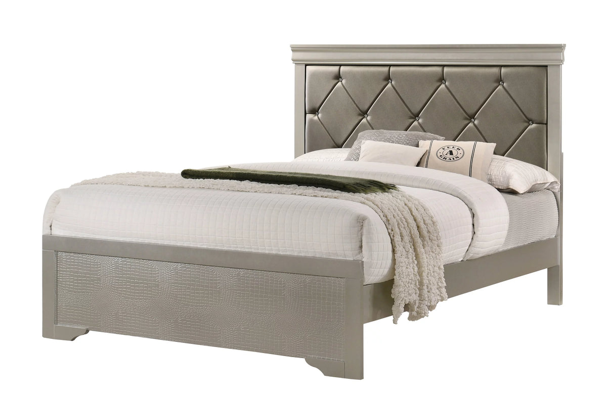 King Size Upholstered Button Tufted Headboard Bed N13256