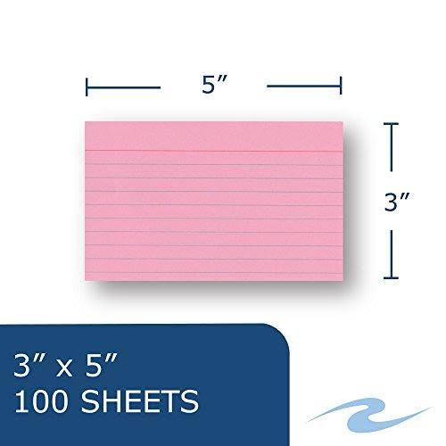 Index Cards 3x2 2x5 2 Asstd Colors Lined 1 Side E823874