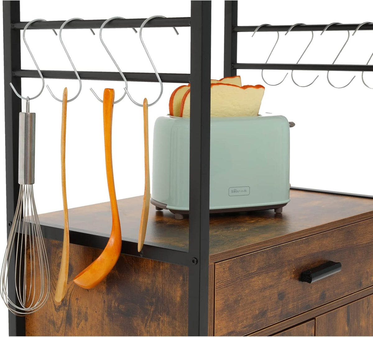 Rolling Kitchen Island Cart with Drawer, Cabinet and Open Shelf O9096