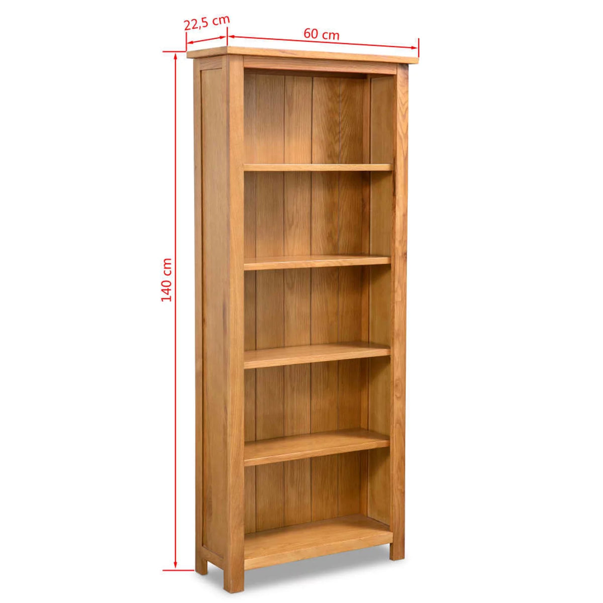 5-Tier Solid Oak Wood Bookcase R137540