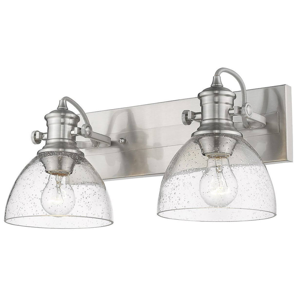 2-Light Semi-Flush Mount with Seeded Glass Pewter T8461