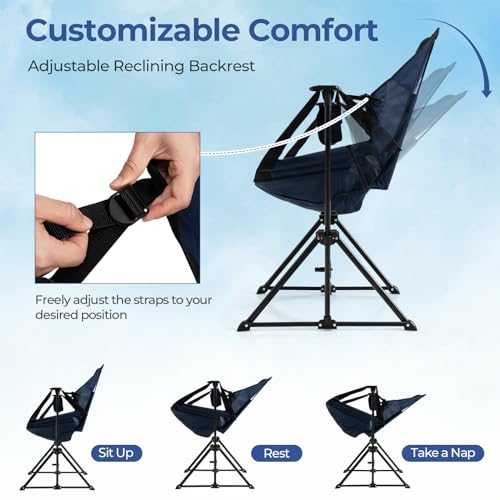 Folding Camp Chair with Detachable Footrest and Carrying Bag B80042