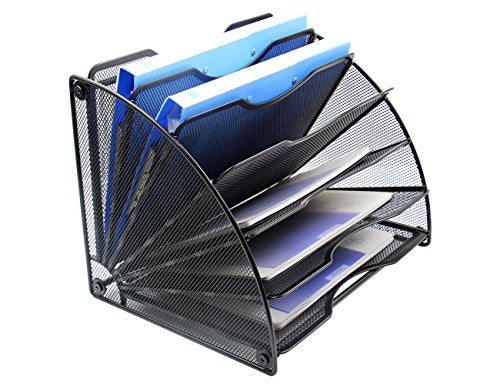 Black Mesh 6 Slots Desktop File Organizer X256