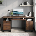 59" Executive Desk with 2 Drawers, Storage Cabinet, File Drawer, Keyboard Tray & 2 Pedestals, Cherry Q46581