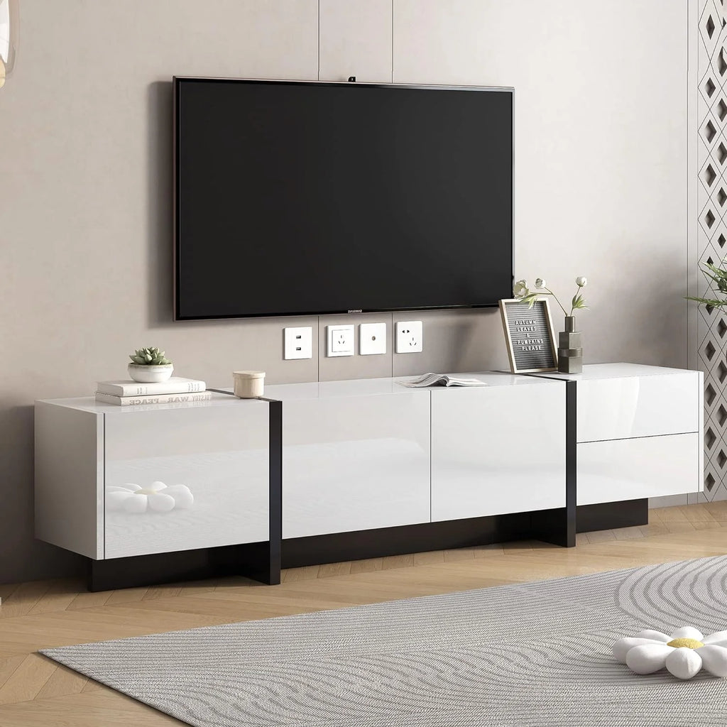 White Black Contemporary Rectangle TV Stand H776846