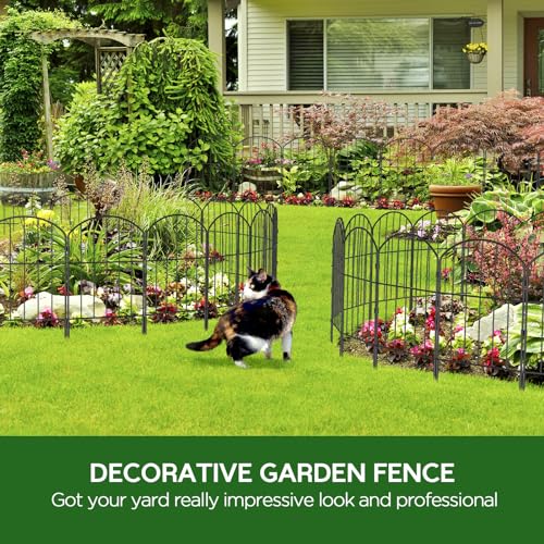 Black 10ft x 24in Rustproof Metal Garden Fence, 10 Pcs B36713