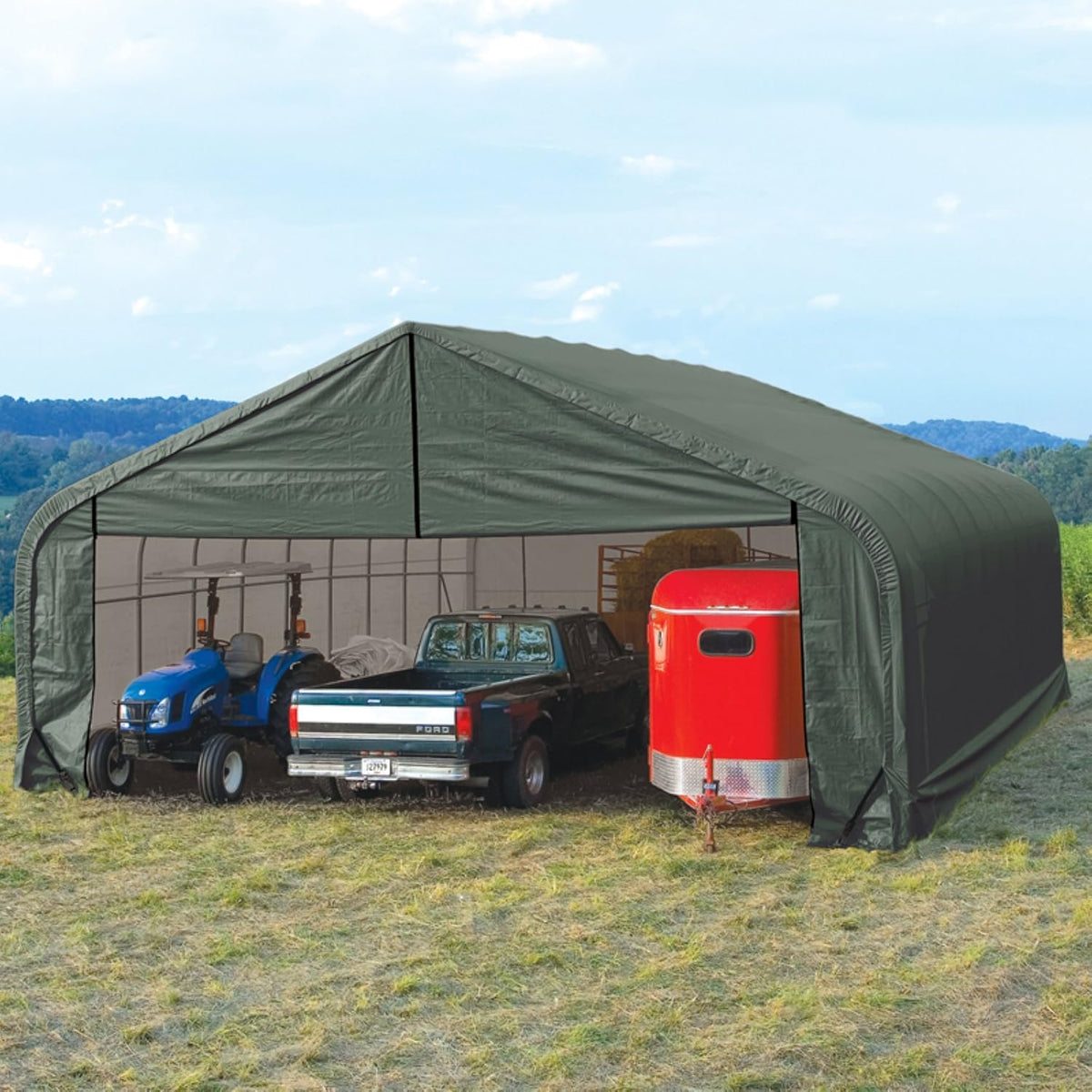 Gray 20ft.L x 30ft.W x 16ft.H Garage Shelter J6217