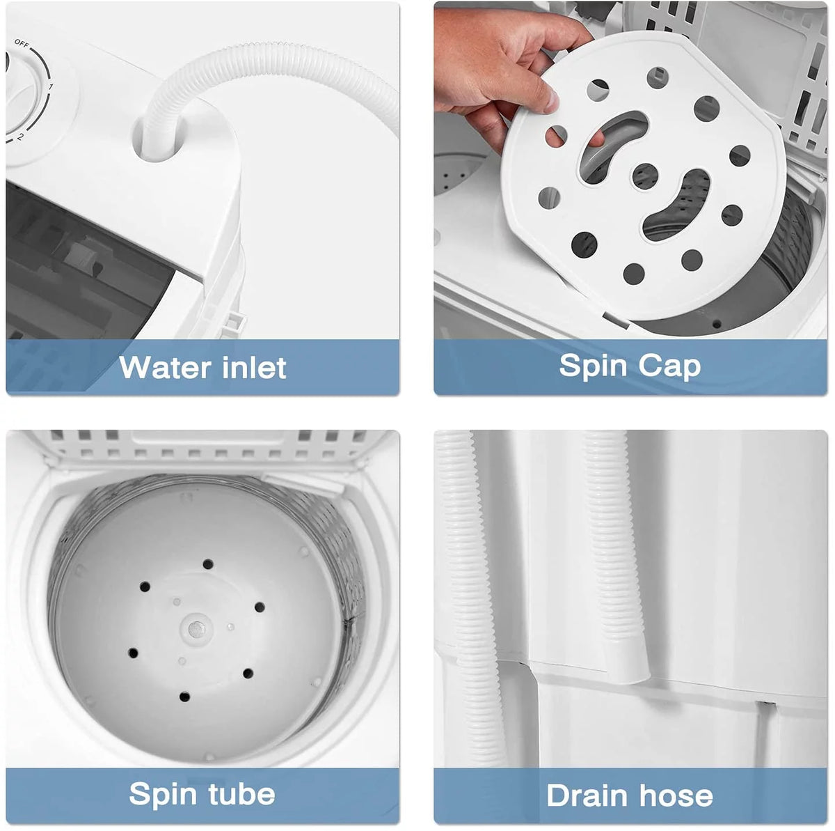 White Twin Tub Portable 16.5 lbs. Washing Machine and Dryer Combo H968