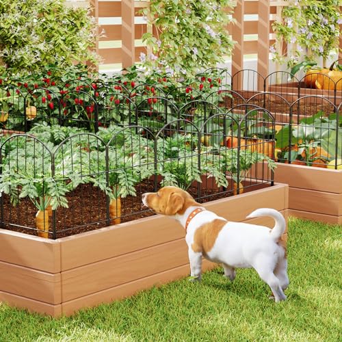 Black 10ft x 24in Rustproof Metal Garden Fence, 10 Pcs B36713