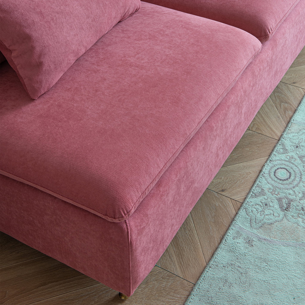 Pink Cotton Linen Armless Loveseat I12431