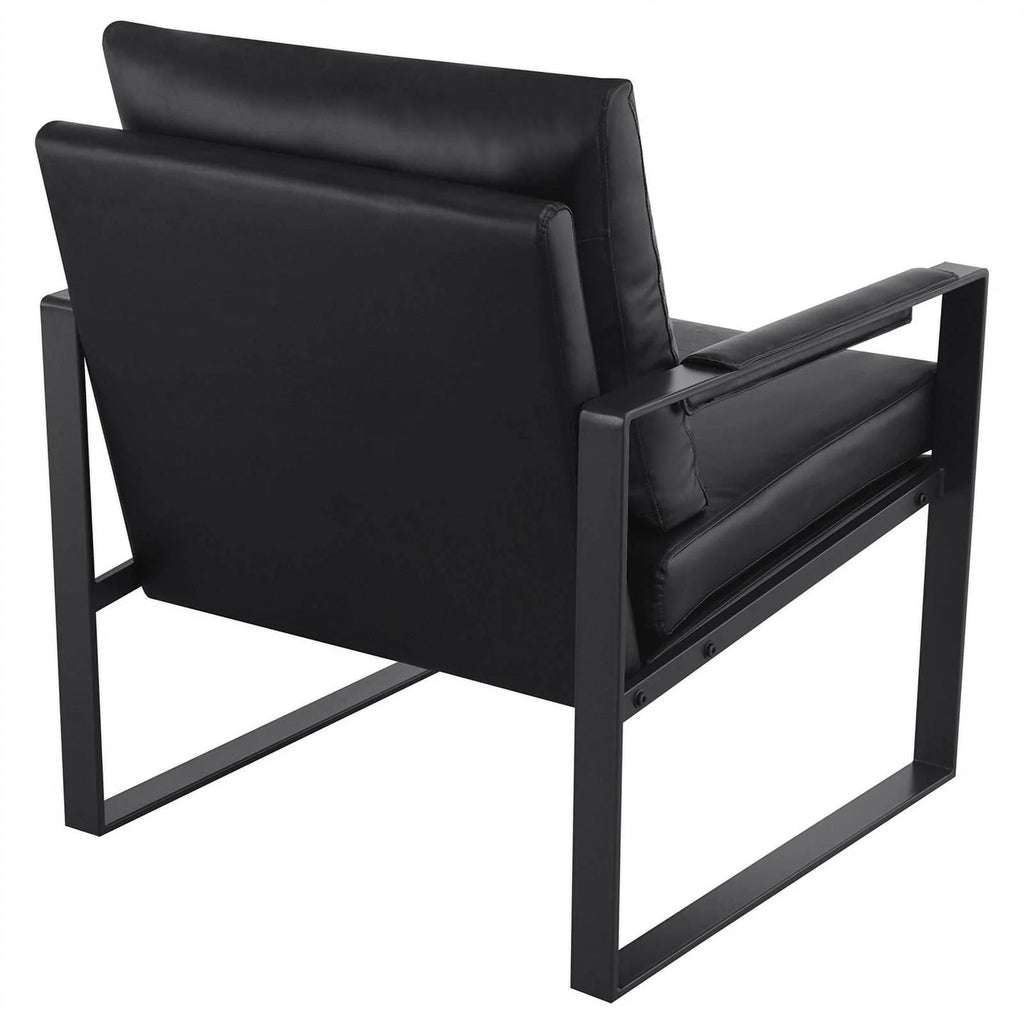 Black Faux Leather Accent Chair with Track Arms N862
