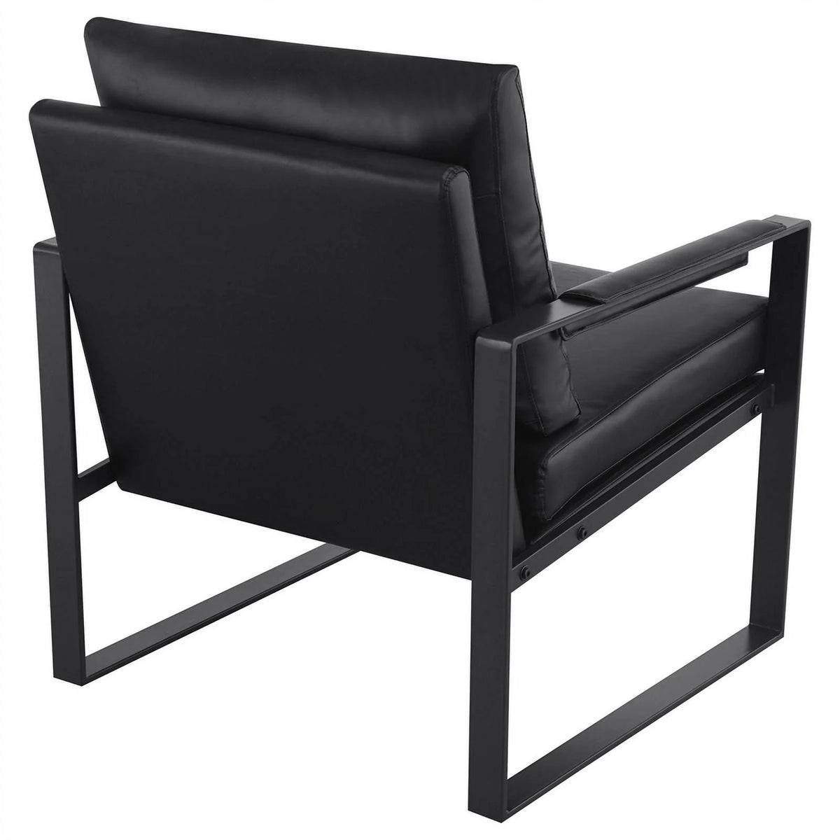 Black Faux Leather Accent Chair with Track Arms N862