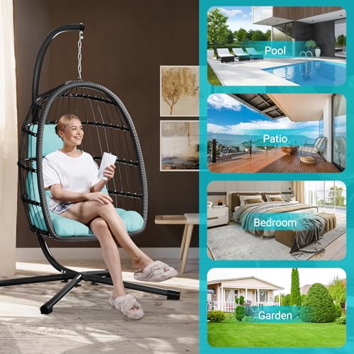 Egg Chair with Stand Rattan Wicker Hanging Swing Hammock Chair H8728