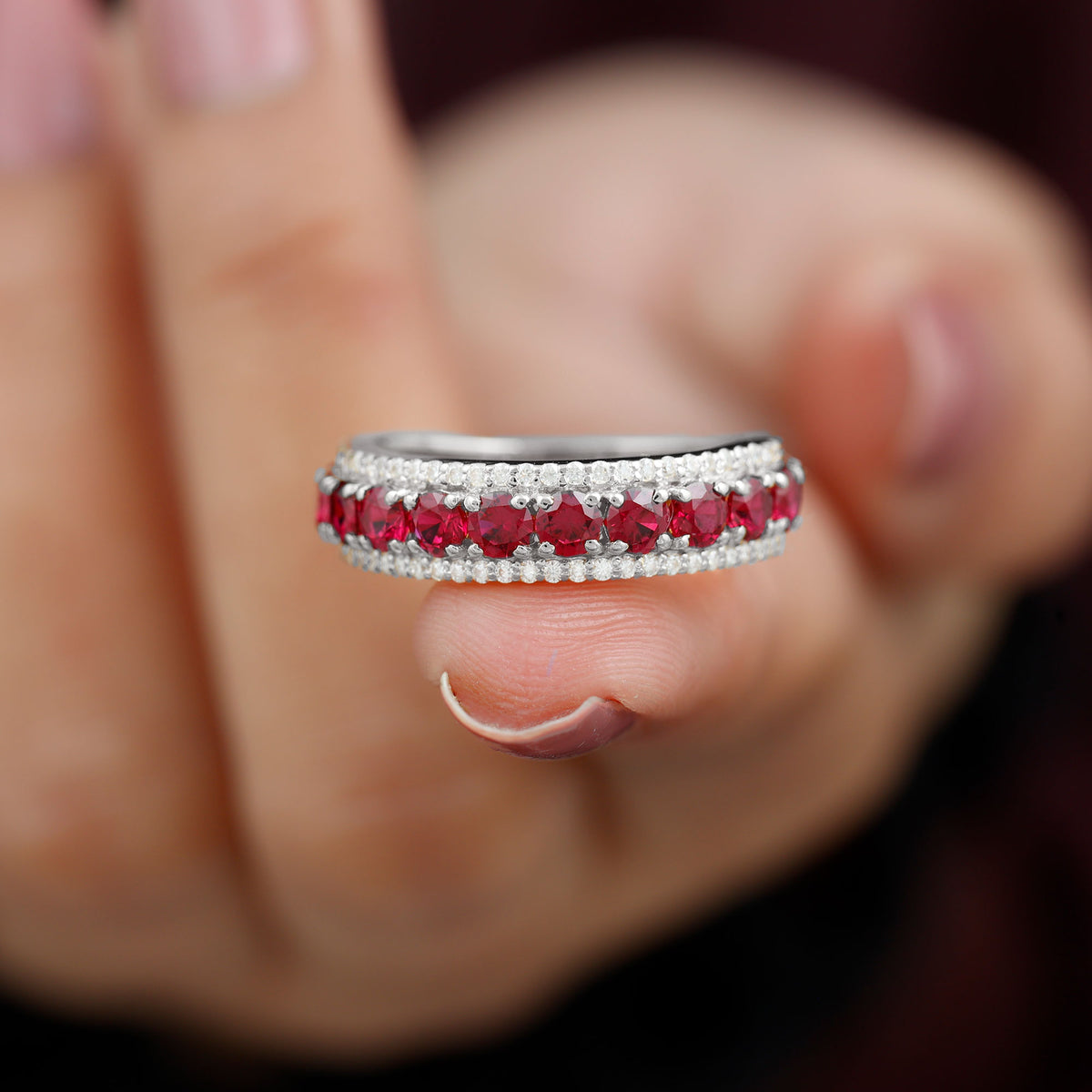 14K White Gold Anniversary Ring with Diamond Accent Q37860