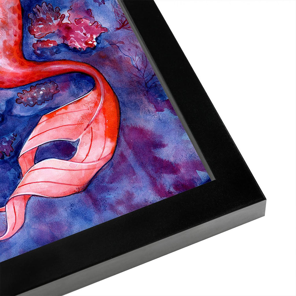 Red Coral Mermaid Black Frame 11x22x14x22 O42367