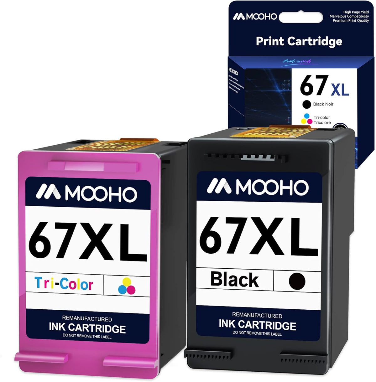 Remanufactured Ink Cartridge Replacement for HP 67XL (1 Black, 1 Tri-Color) Pack of 2 C4559