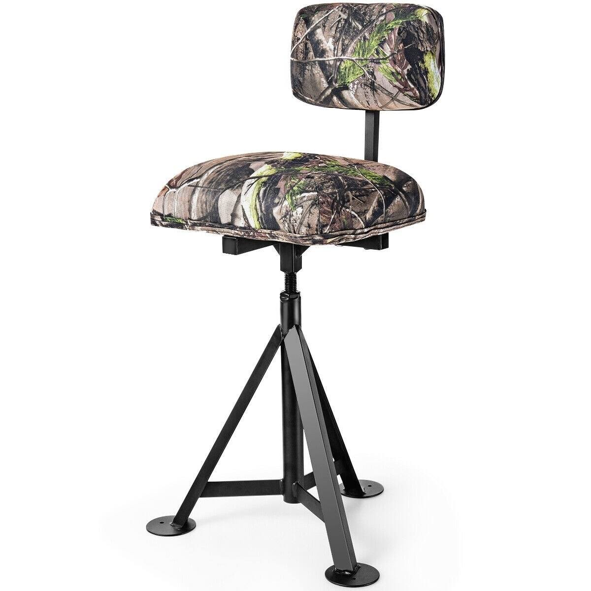 Camouflage Swivel Hunting Tripod Blind Stool with Detachable Backrest S8929