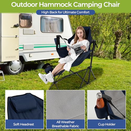 Folding Camp Chair with Detachable Footrest and Carrying Bag B80042