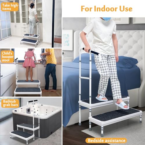 Medical Step Stool with Handle Adjustable Step Platform Y667