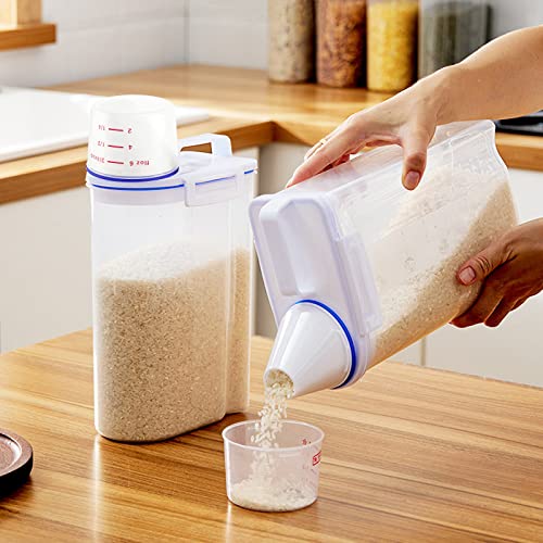 2Pack BPA Free Plastic Airtight Rice Storage Bin Cereal Containers Dispenser U778