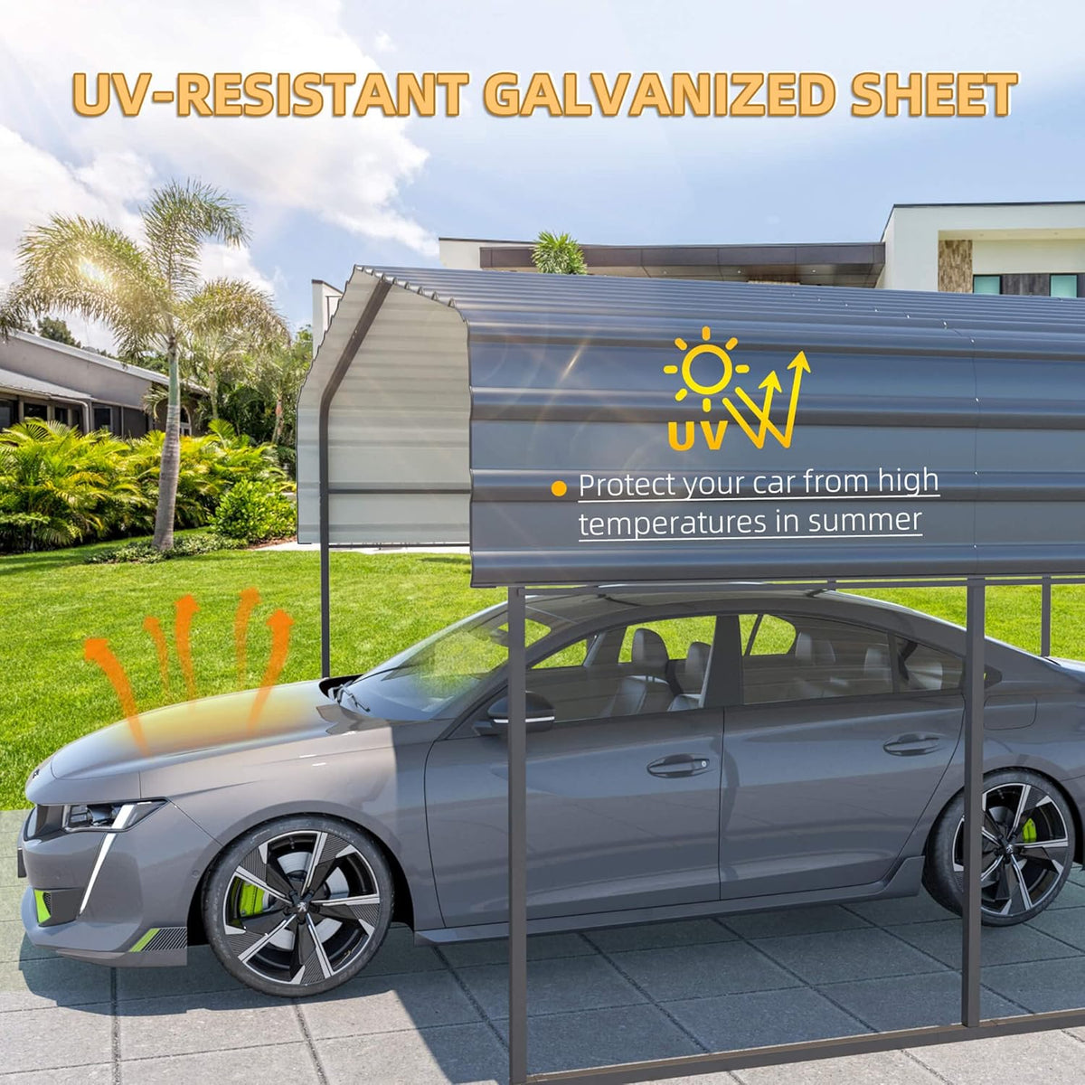 12 x 20 ft Carport with Galvanized Steel Roof R561863