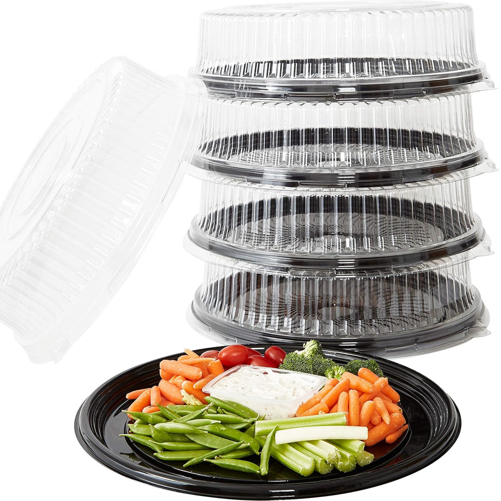 Black Plastic 16 in. Serving Tray and Lid 5pk U36558