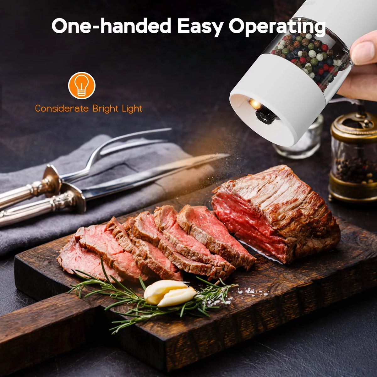 Electric Salt and Pepper Grinder Set Rechargeable 6-Level Adjustable Coarseness LED 46g Z82811