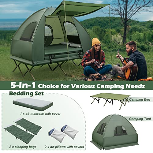 Tent Cot with Air Mattress, 2 Sleeping Bags, Carry Bag & Foot Pump H95956
