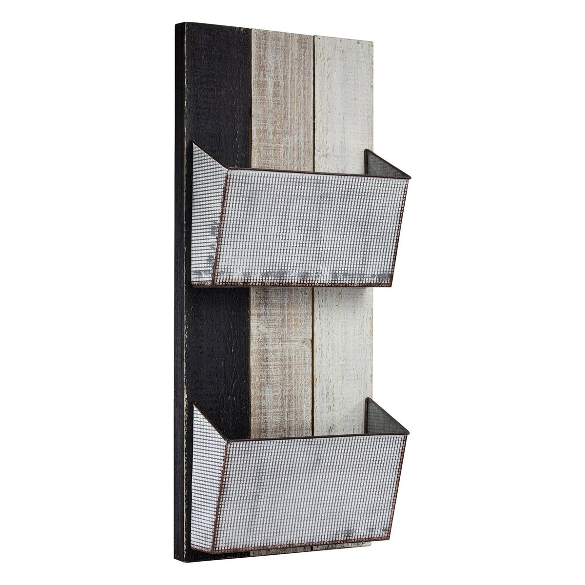 Wood and Metal Wall Hanging Magazine Rack R290