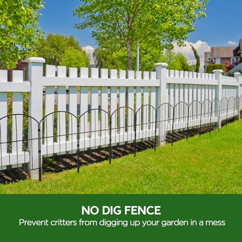 Black 10ft x 24in Rustproof Metal Garden Fence, 10 Pcs B36713