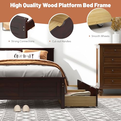 White Twin Size Bed Frame with 2 Drawers U3122