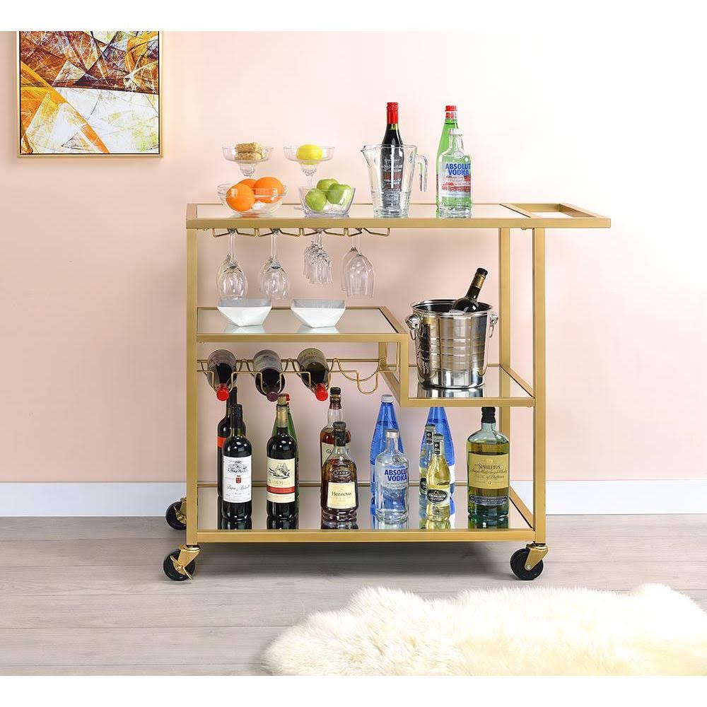Gold and Clear Glass Serving Cart B60365