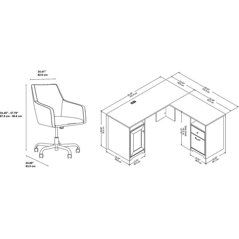 Heather Gray L Shaped Desk & Chair Set O173901