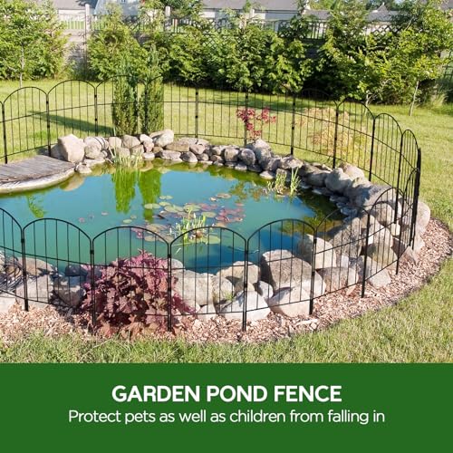 Black 10ft x 24in Rustproof Metal Garden Fence, 10 Pcs B36713