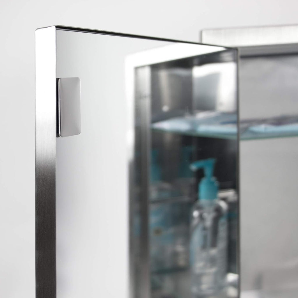 Brushed Nickel Recessed Medicine Cabinet Mirror with Beveled Edge and Adjustable Shelves 16"x26" N6126