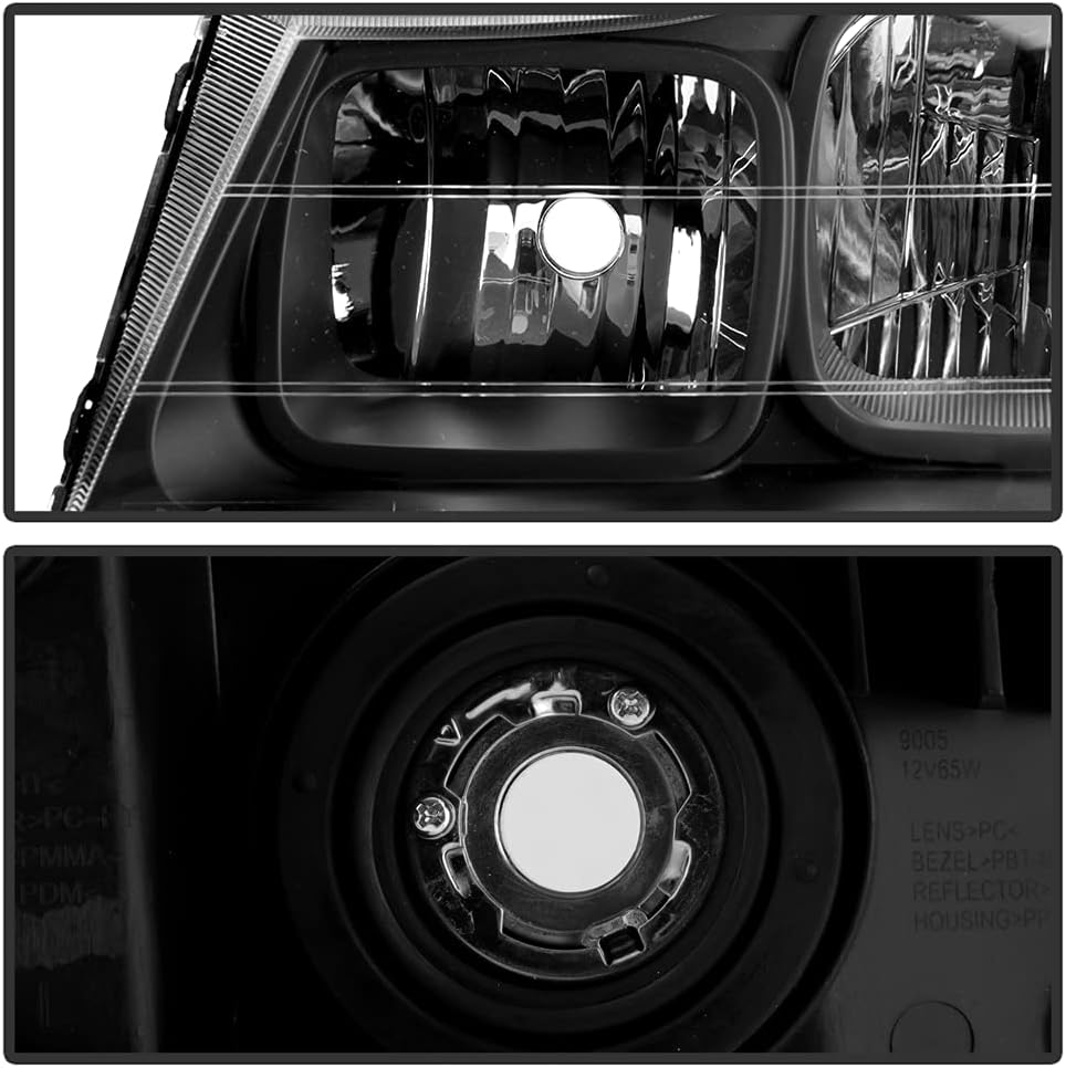 Black Headlights Headlamps Driver + Passenger Side Set B65125