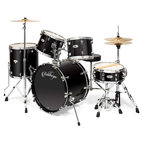5-Piece Full Size Red Drum Set with Chrome Hardware V36896