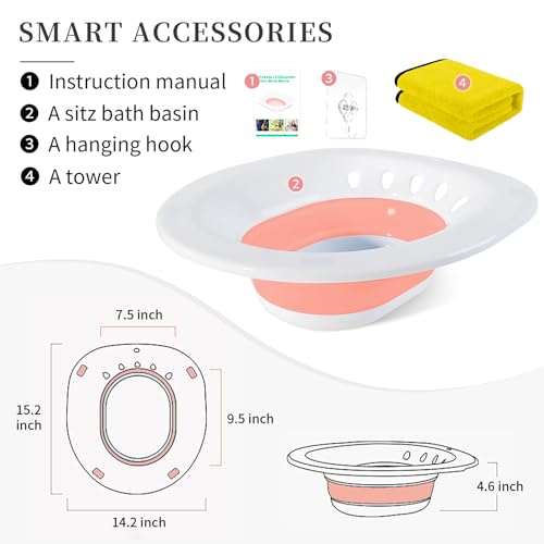 Collapsible Sitz Basin with Flusher, White/Blue S285