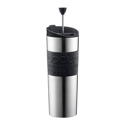 Black 15oz Vacuum Insulated Stainless Steel Travel Press E7351