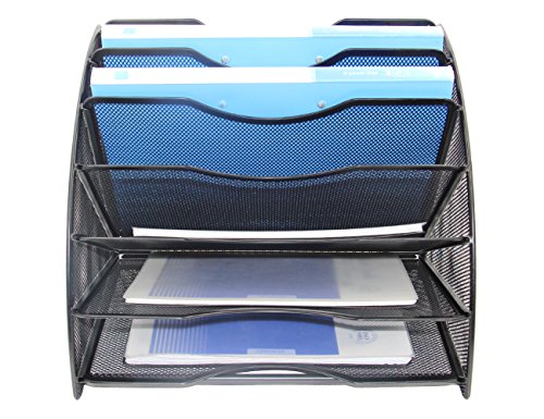 Black Mesh 6 Slots Desktop File Organizer X256