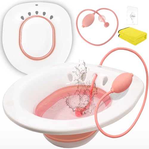 Collapsible Sitz Basin with Flusher, White/Blue S285