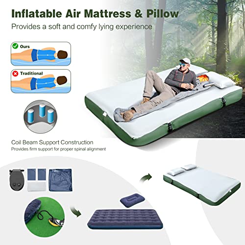 Tent Cot with Air Mattress, 2 Sleeping Bags, Carry Bag & Foot Pump H95956