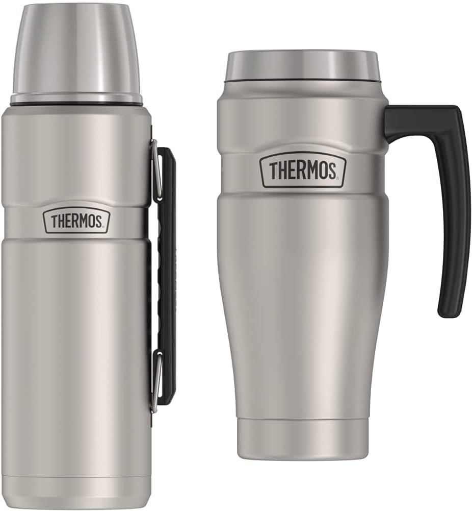 40 Ounce Vacuum-Insulated Stainless Steel Beverage Bottle and 16 Ounce Travel Mug G356461