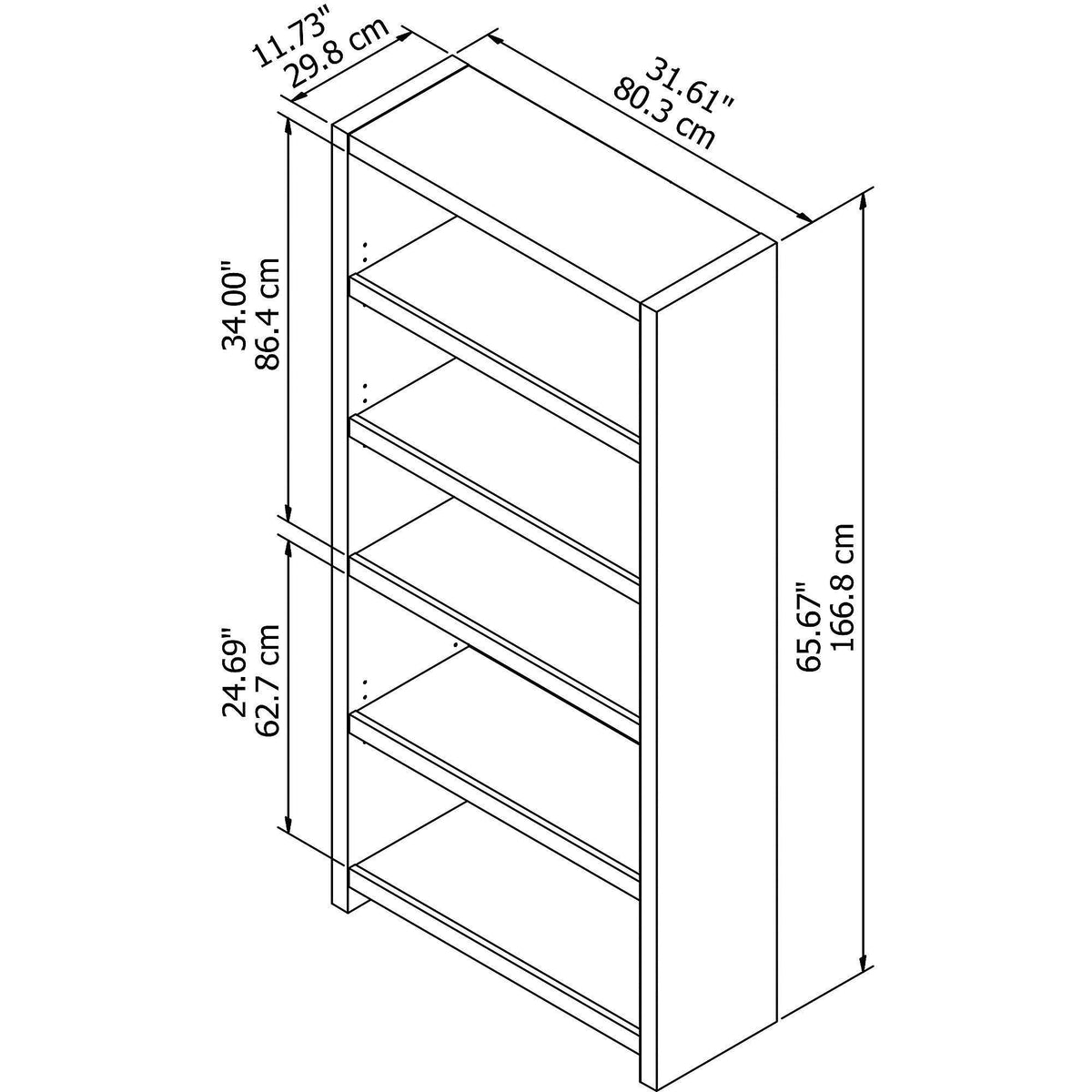 5 Shelf Bookcase J34859