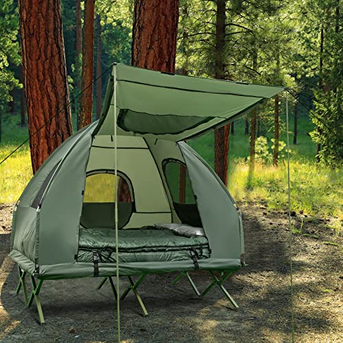Tent Cot with Air Mattress, 2 Sleeping Bags, Carry Bag & Foot Pump H95956