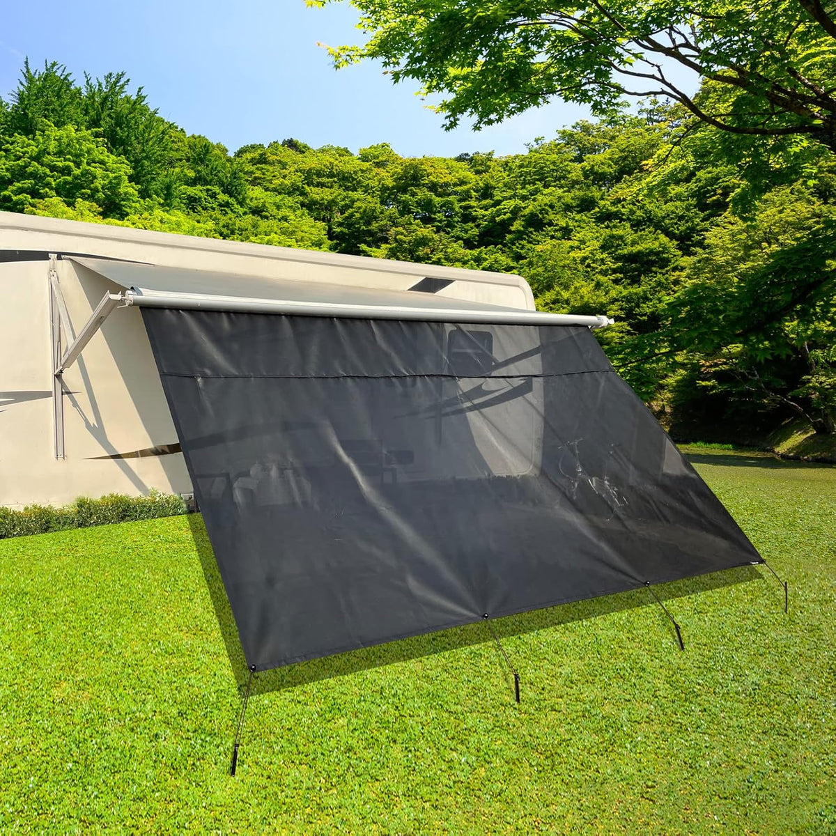 RV Awning Shade Screen with Zipper 8'X11'3'' S460222