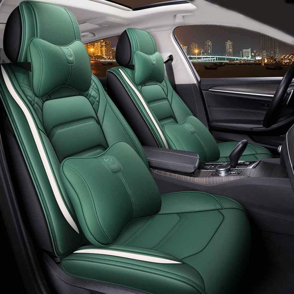 Leather Car Seat Covers 5 Seats Full Set Black Pink Y8481