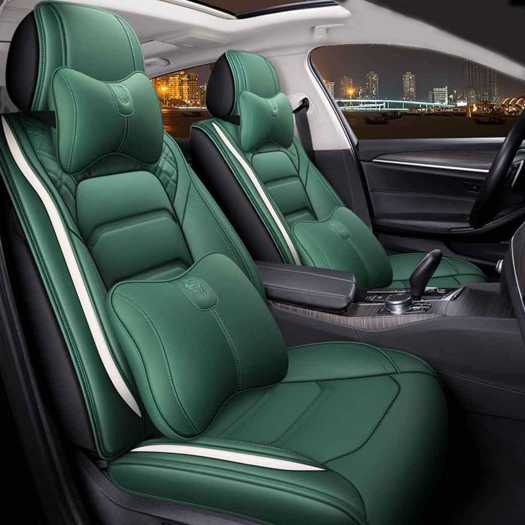 Leather Car Seat Covers 5 Seats Full Set Black Pink Y8481