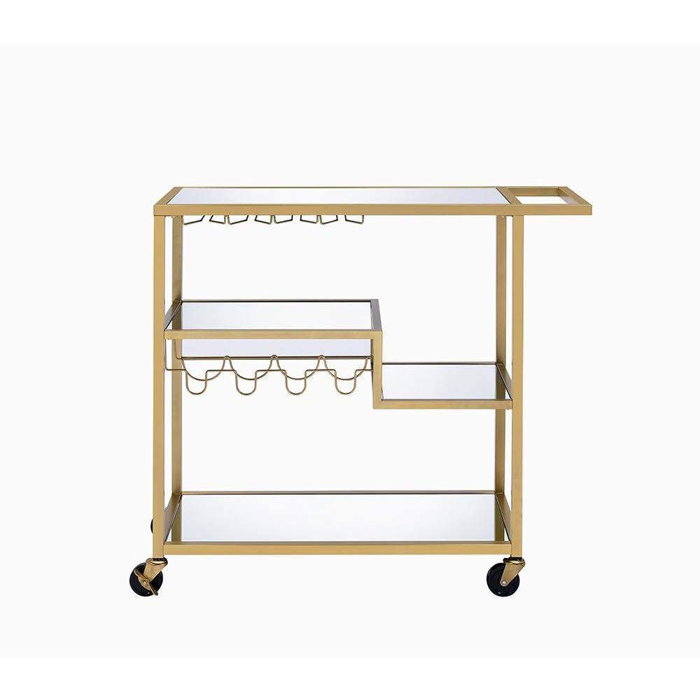 Gold and Clear Glass Serving Cart B60365